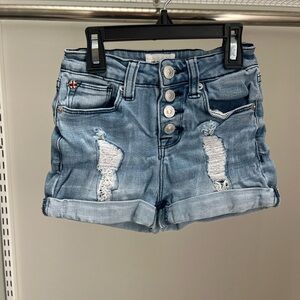 Hudson Jeans Light Blue Distressed Kids Shorts, Button Fly 5-pocket